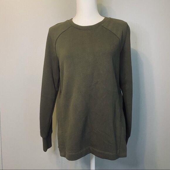 Lou and Grey Sweater Womens XS Pullover Oversized Top Olive Knit Cotton Blend - Picture 1 of 9